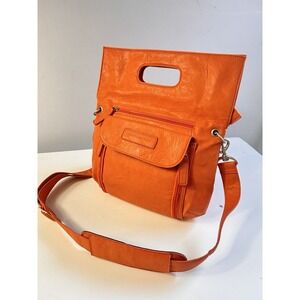 Kelly Moore Posey Camera Bag Orange purple interior 3 dividers Crossbody Leather